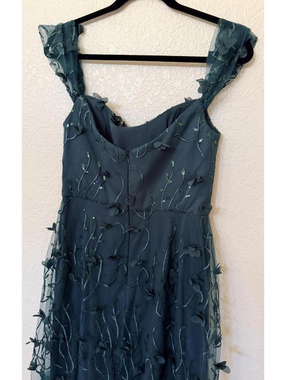 New Dessy Collection 3D Embroidered Off the Shoulder Gown In Evergreen 10 $279 - Picture 8 of 11